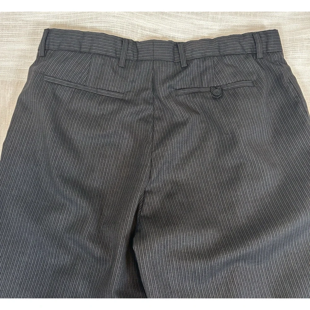 Banana Republic Mens Wool/Poly Dress Pants Gray Stripe Sz 36x34 (actual 35x33.5)